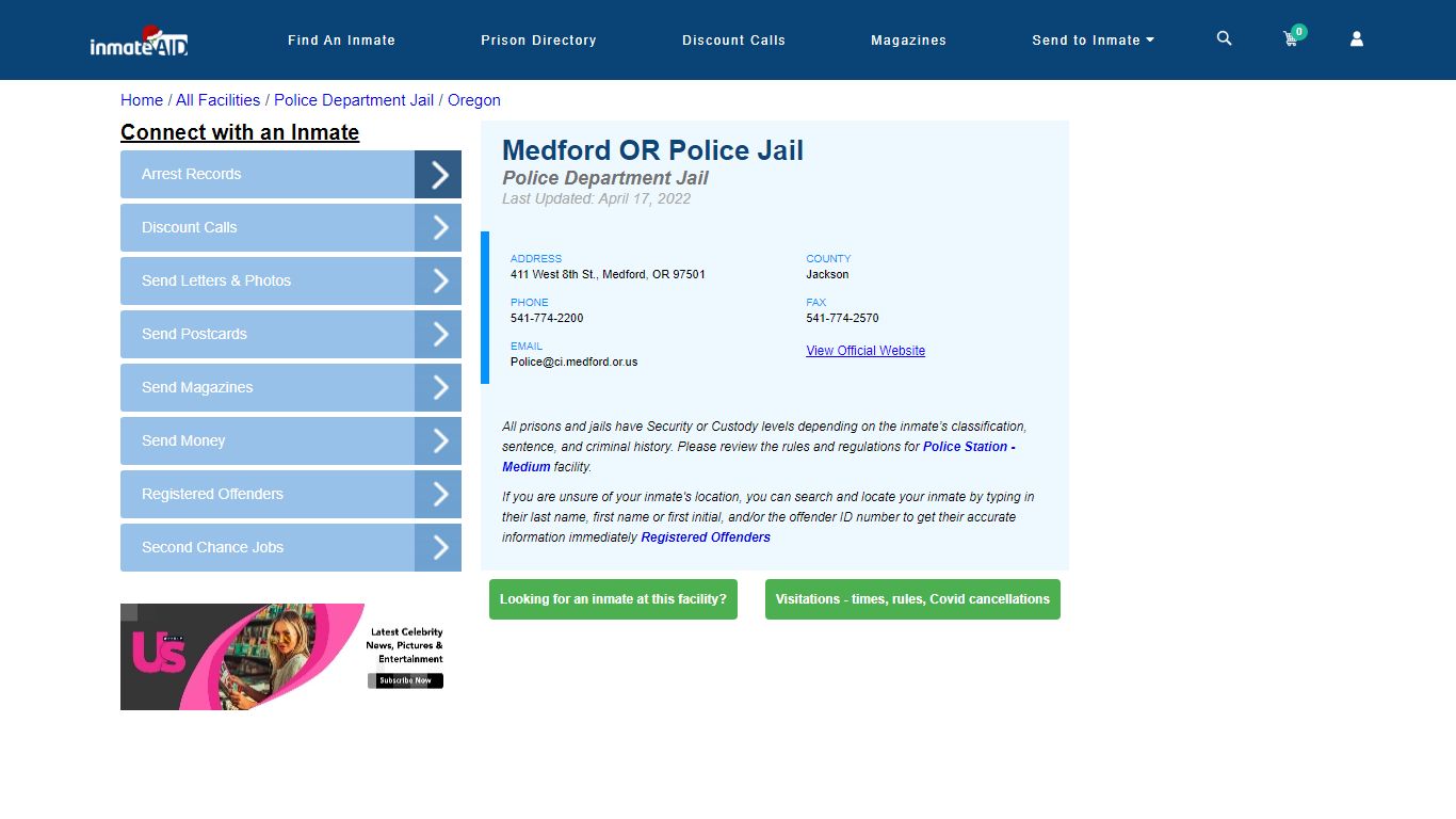 Medford OR Police Jail & Inmate Search - Medford, OR